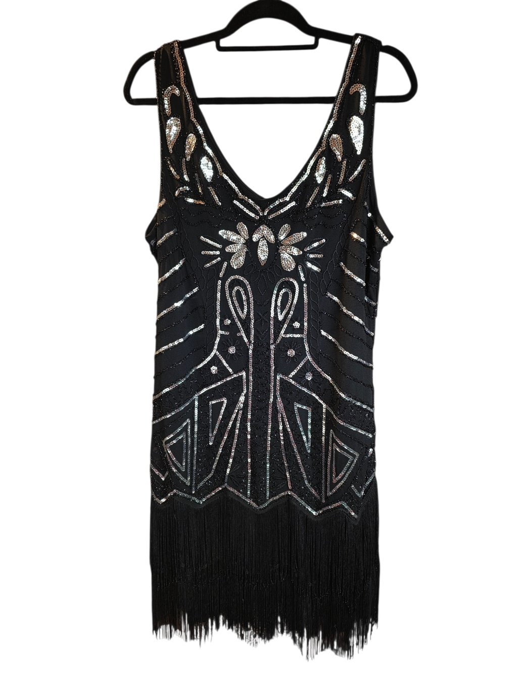 Babeyond Flapper Black Sequin 1920s Gatsby Dress